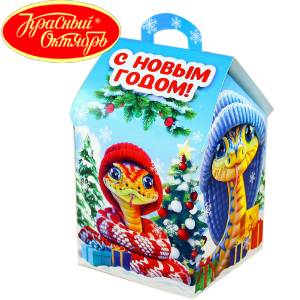 Сладкий подарок на Новый Год в картонной упаковке весом 600 грамм по цене 654 руб в Чулыме